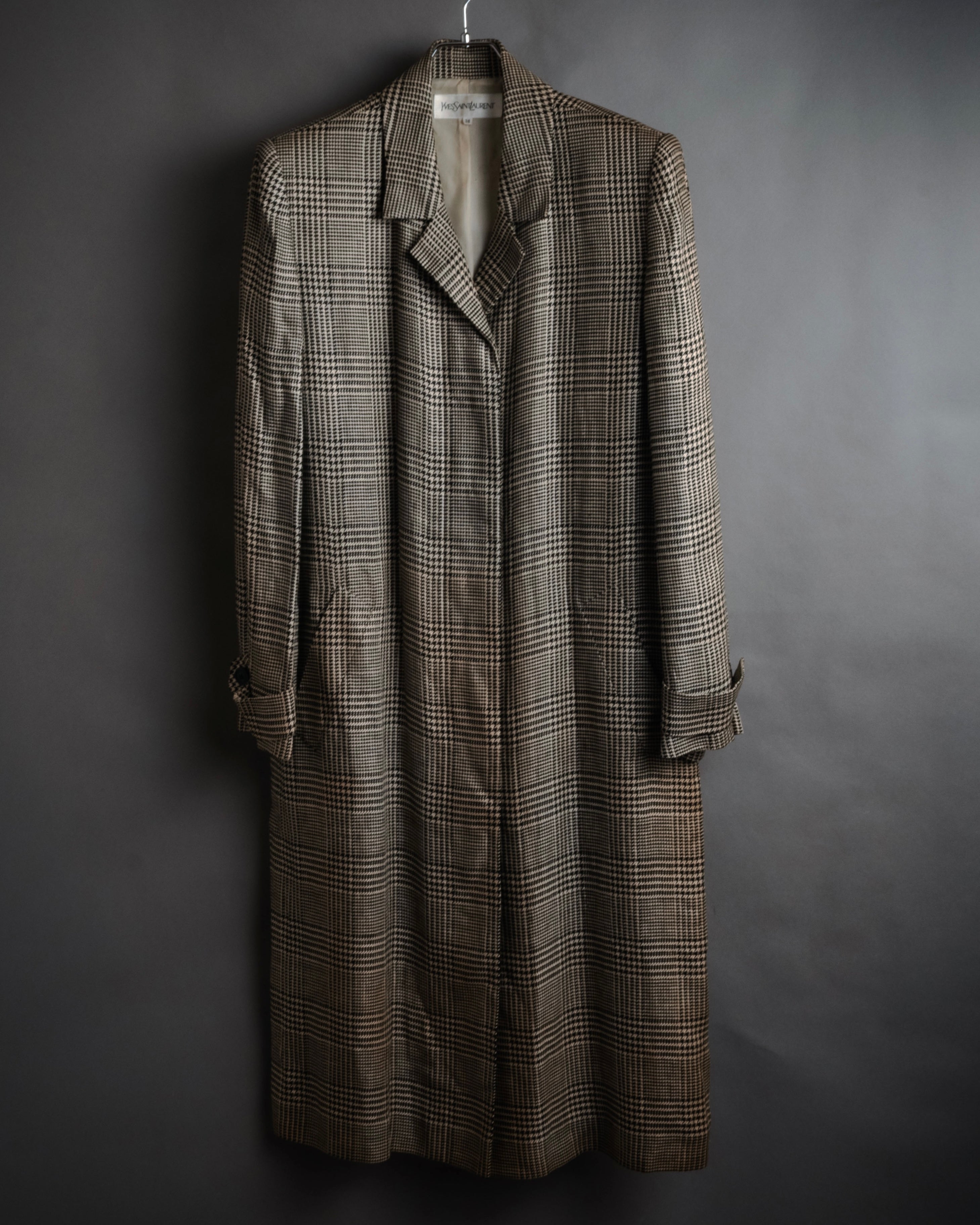 “Yves Saint Laurent” 1988-1995 Glen check linen spring long coat