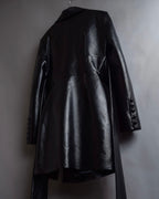 "MATÉRIEL TBILISI" Draped belted synthetic leather long jacket