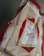 "CELINE" 90's-00's Vintage equestrian harness motif cotton handkerchief scarf
