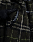 "BURBERRY" Leather switching design check tweed coat