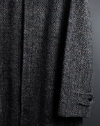 "BURBERRYS" British tweed fly front stand collar coat