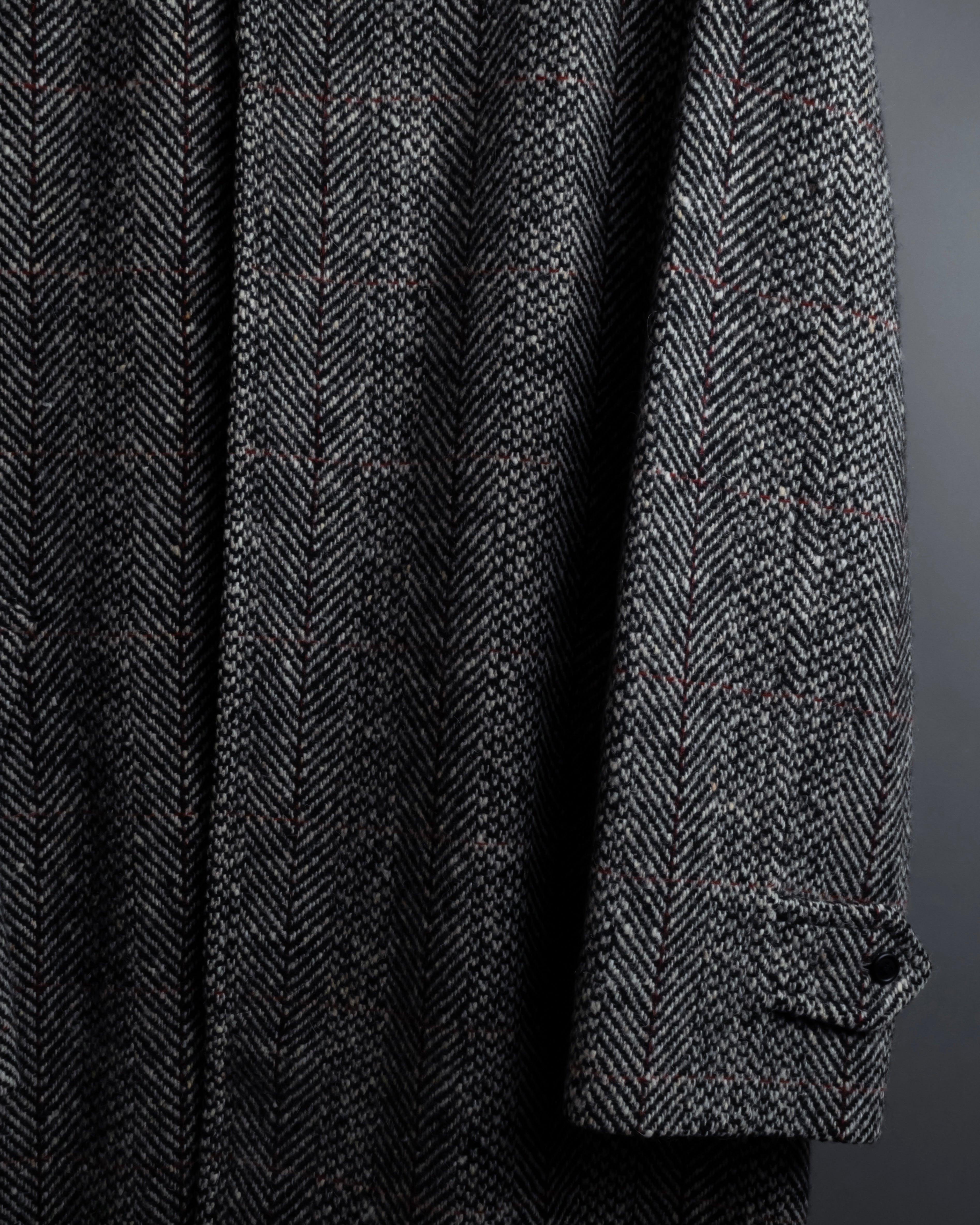 "BURBERRYS" British tweed fly front stand collar coat