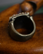 "CHANEL" 00 AW Glass pearl Coco mark motif gold ring