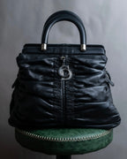 "Christian Dior" Karenina gathered design leather handbag
