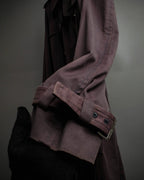 "CELINE" Triomphe button design in plum brown color
 trench coat