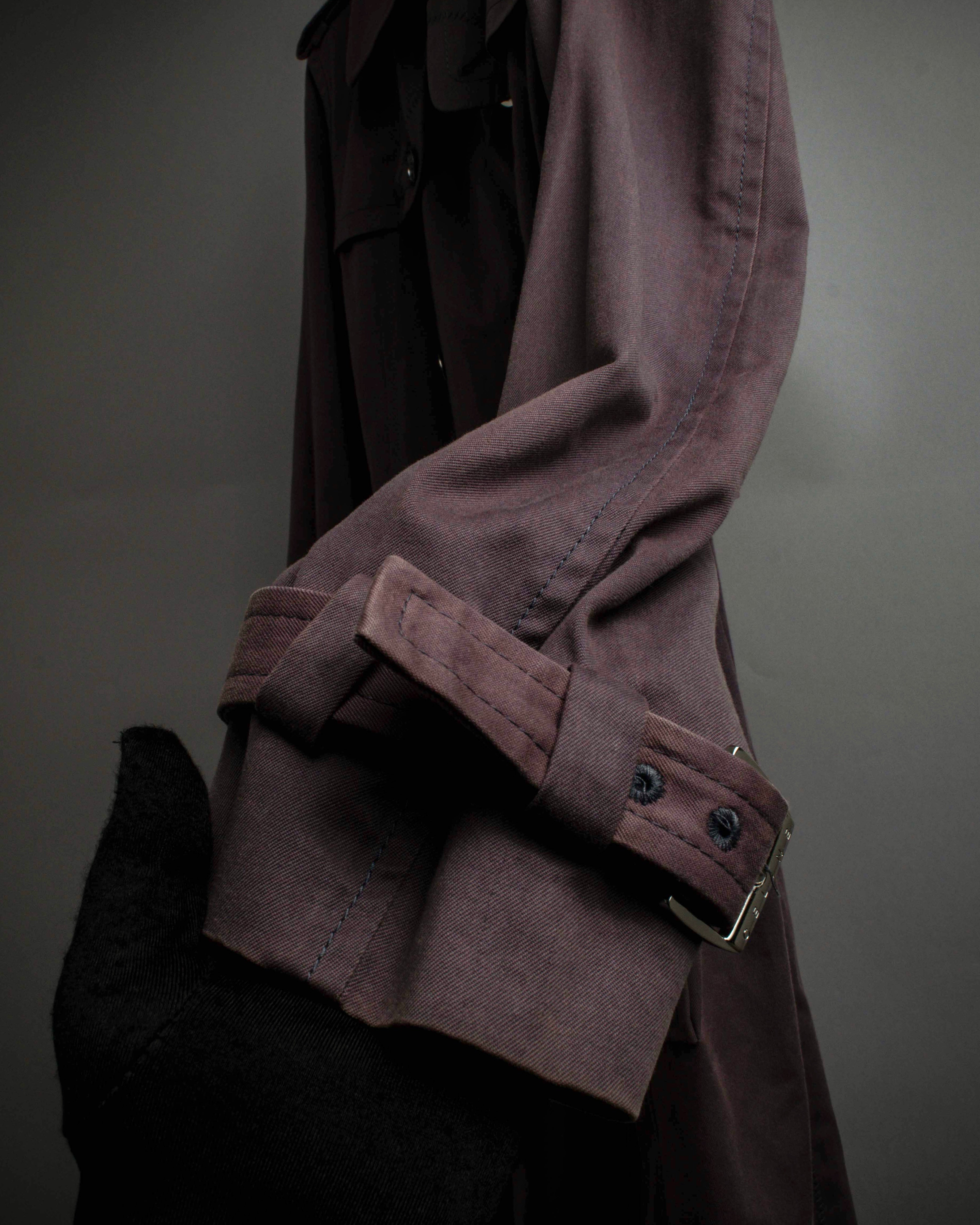 "CELINE" Triomphe button design in plum brown color
 trench coat