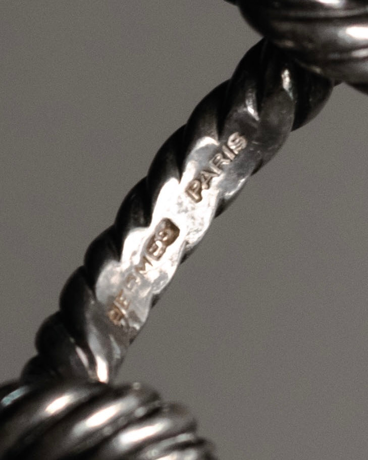 “HERMES” 1970–80s Double knot silver cufflinks