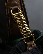 "GUCCI" Vintage horsebit motif leather shoulder bag