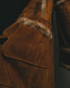 “DKNY” 90’s-00’s Italian shearling paneled long coat