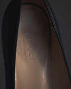 "GUCCI" Michele design horsebit leather heel loafers