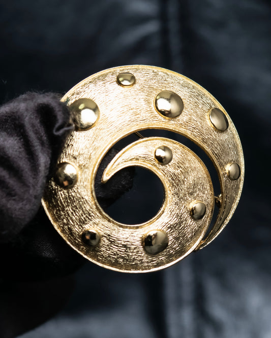 "DIOR" Gold spiral motif brooch