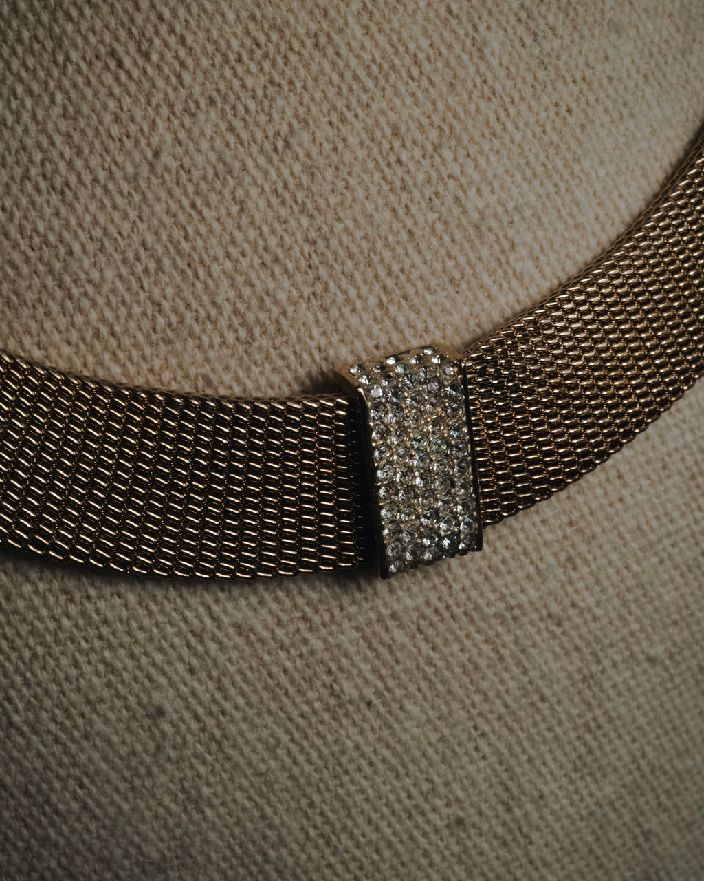 "Christian Dior" 80’s wide mesh pavé bar necklace