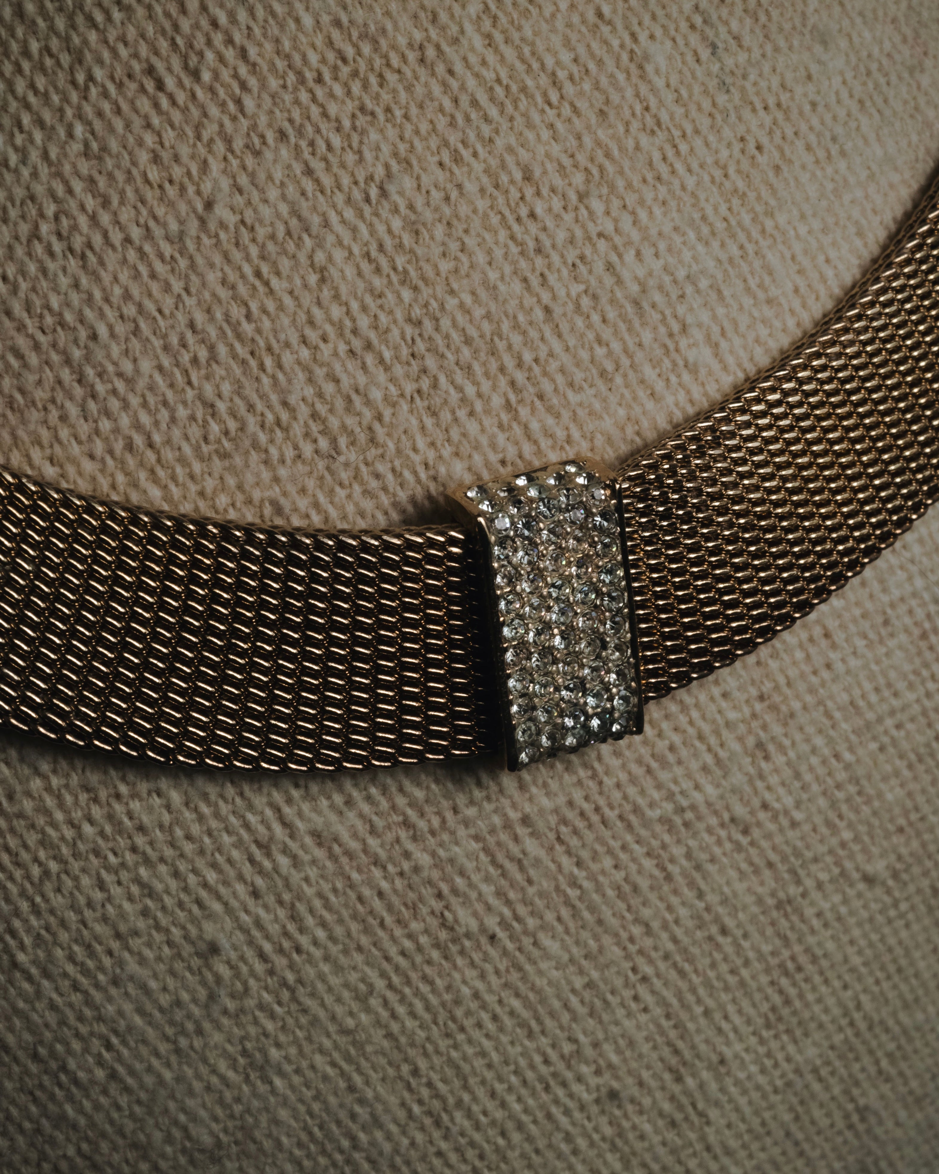 "Christian Dior" 80’s wide mesh pavé bar necklace