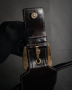 “CELINE” 00’s Buckled contrast stitch shoulder bag