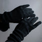 "HERMES" Leather switching design inner brushed feel gloves