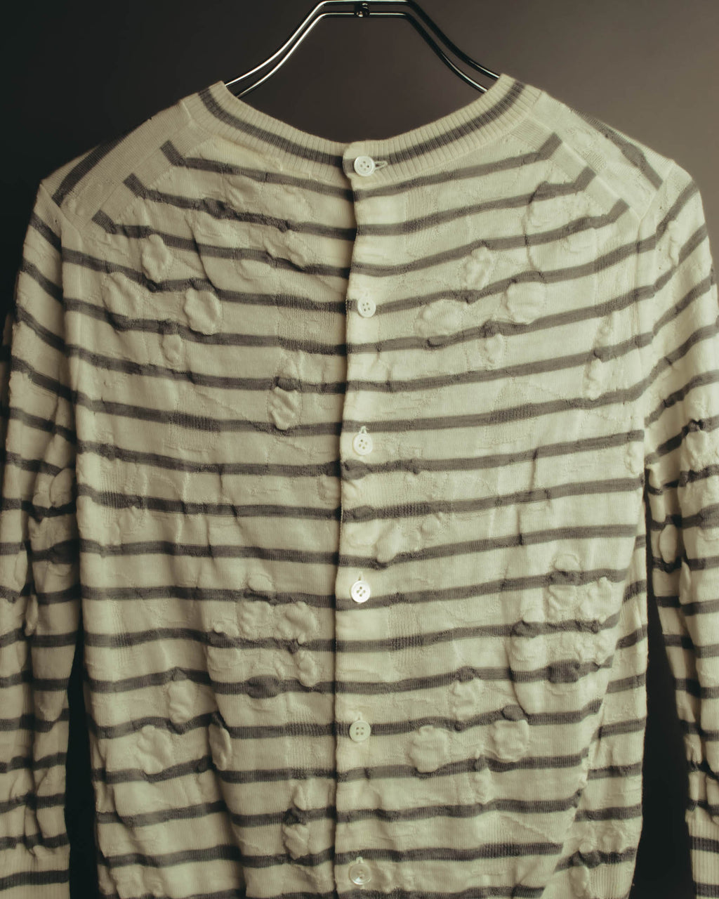 "tao COMME des GARÇONS" 10's Textured striped wool knit cardigan