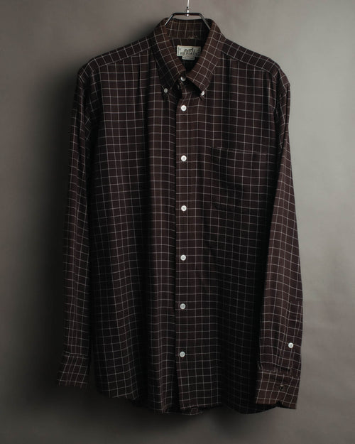 -SPECIAL- “HERMES” 90’s-00’s Windowpane checked sellier button shirt