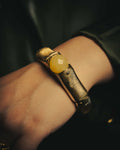 -SPECIAL- “BOTTEGA VENETA” 00’s-10’s Natural stone set ribbed sculptural cuff