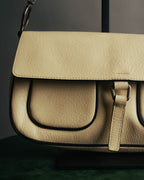 "PRADA" 90's-00's Cream pebbled leather shoulder bag