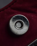 "LOEWE" Deep red color triangle suede bag