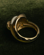 -SPECIAL- “Christian Dior” 80’s-90’s Germany white enamel rhinestone dome ring