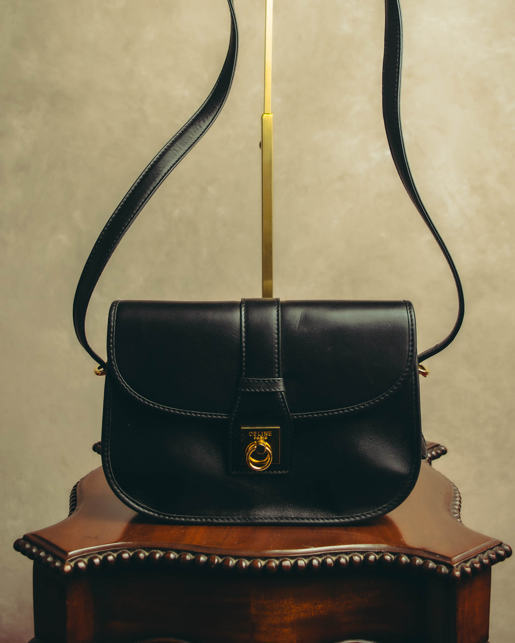 “CELINE” 90’s-00’s Ring lock leather shoulder bag
