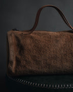 "CELINE" 00's Macadam logo engraved suede leather bag