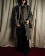 "BURBERRYS" British tweed fly front stand collar coat