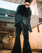 -REF process-
 Velour ruched bell bottoms