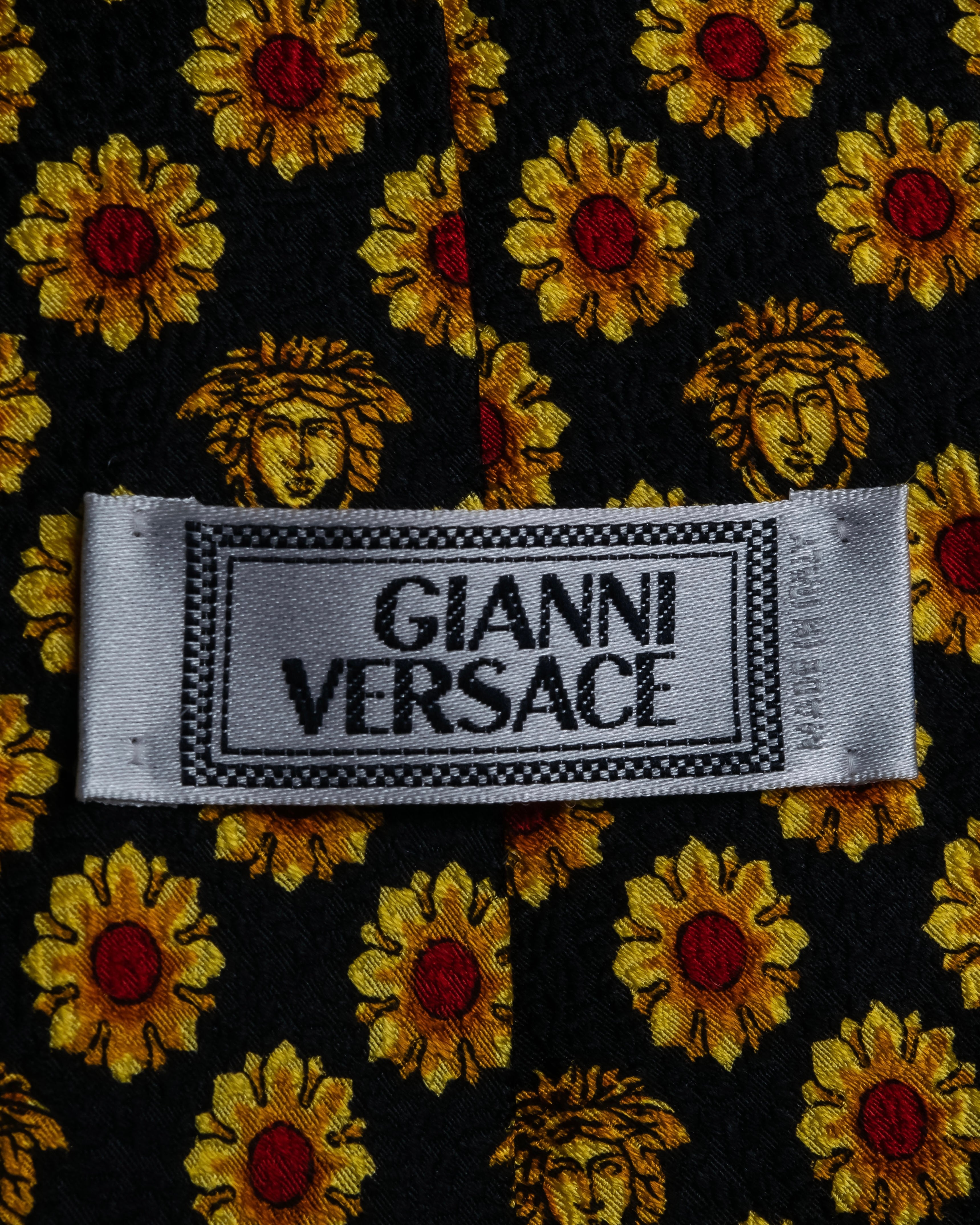 "GIANNI VERSACE" Sunflower medusa pattern necktie