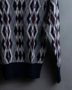 "COMME des GARCONS SHIRT × FRED PERRY" Argyle pattern box silhouette wool knit