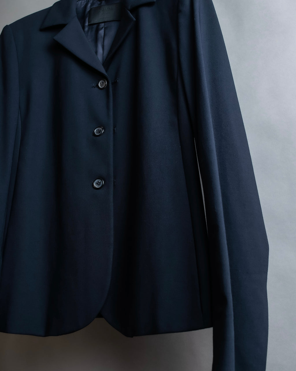 "PRADA" Short length tailored jacket & cropped skirt navy color set up