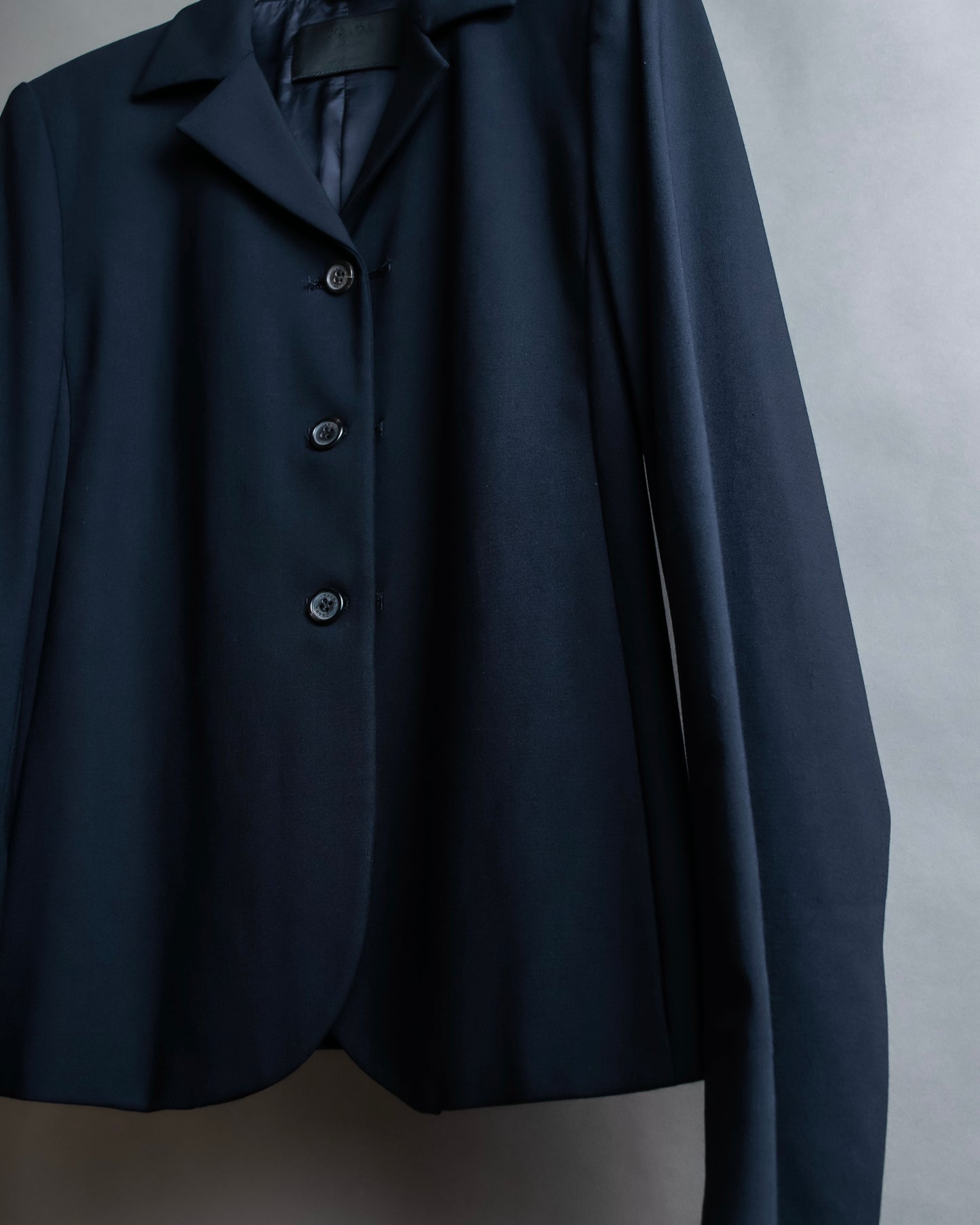 "PRADA" Short length tailored jacket & cropped skirt navy color set up