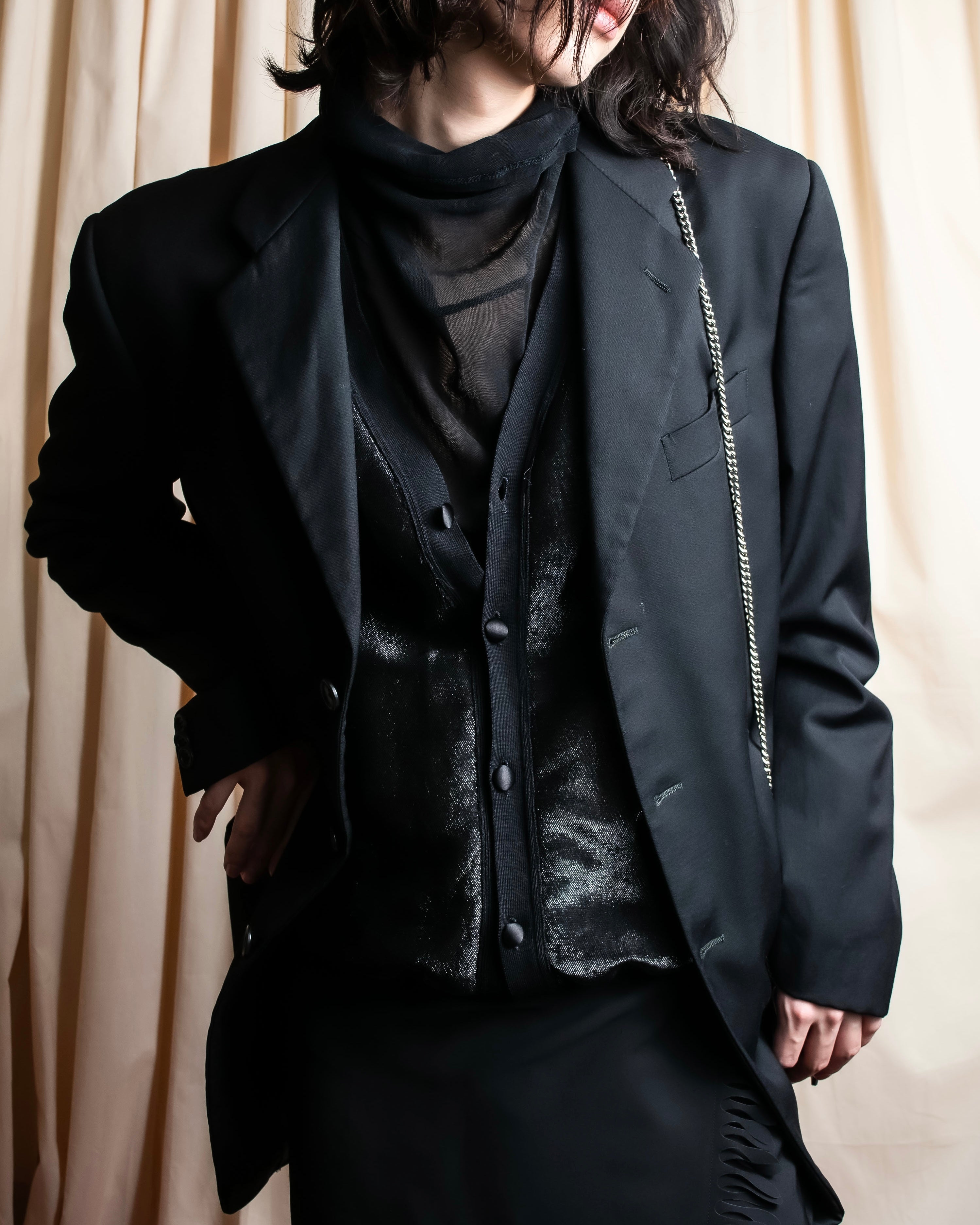 "JIL SANDER" Glitter jacquard V-neck cardigan