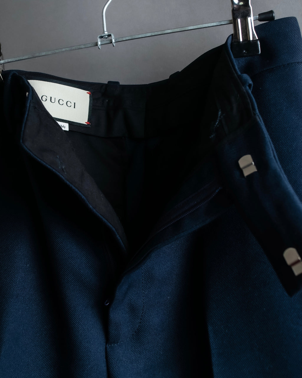 "GUCCI" Deep-tuck wool gently flared slacks