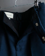 "GUCCI" Deep-tuck wool gently flared slacks