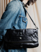 "DIESEL" Silver stud design leather one shoulder bag