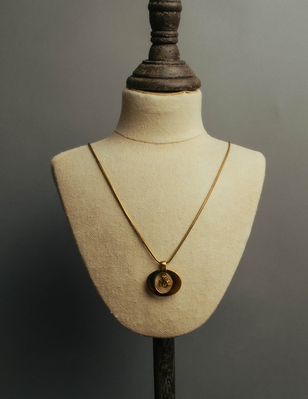 "Christian Dior" 80's-90's Gold logo pendant necklace