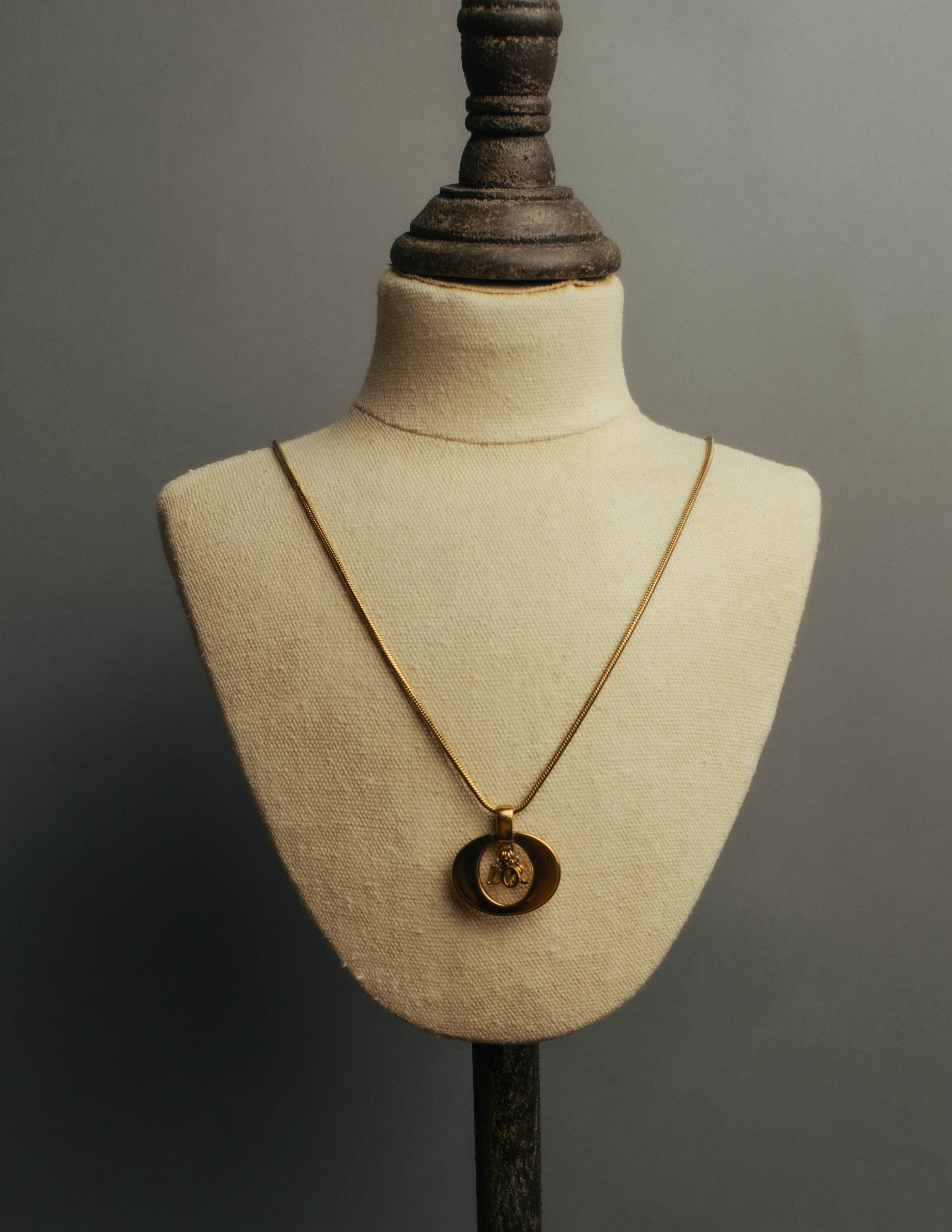"Christian Dior" 80's-90's Gold logo pendant necklace