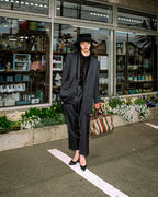 "GUCCI" silk blend gray blue spring setup