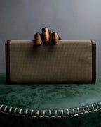 "PRADA" Logo engraved canvas combination long wallet