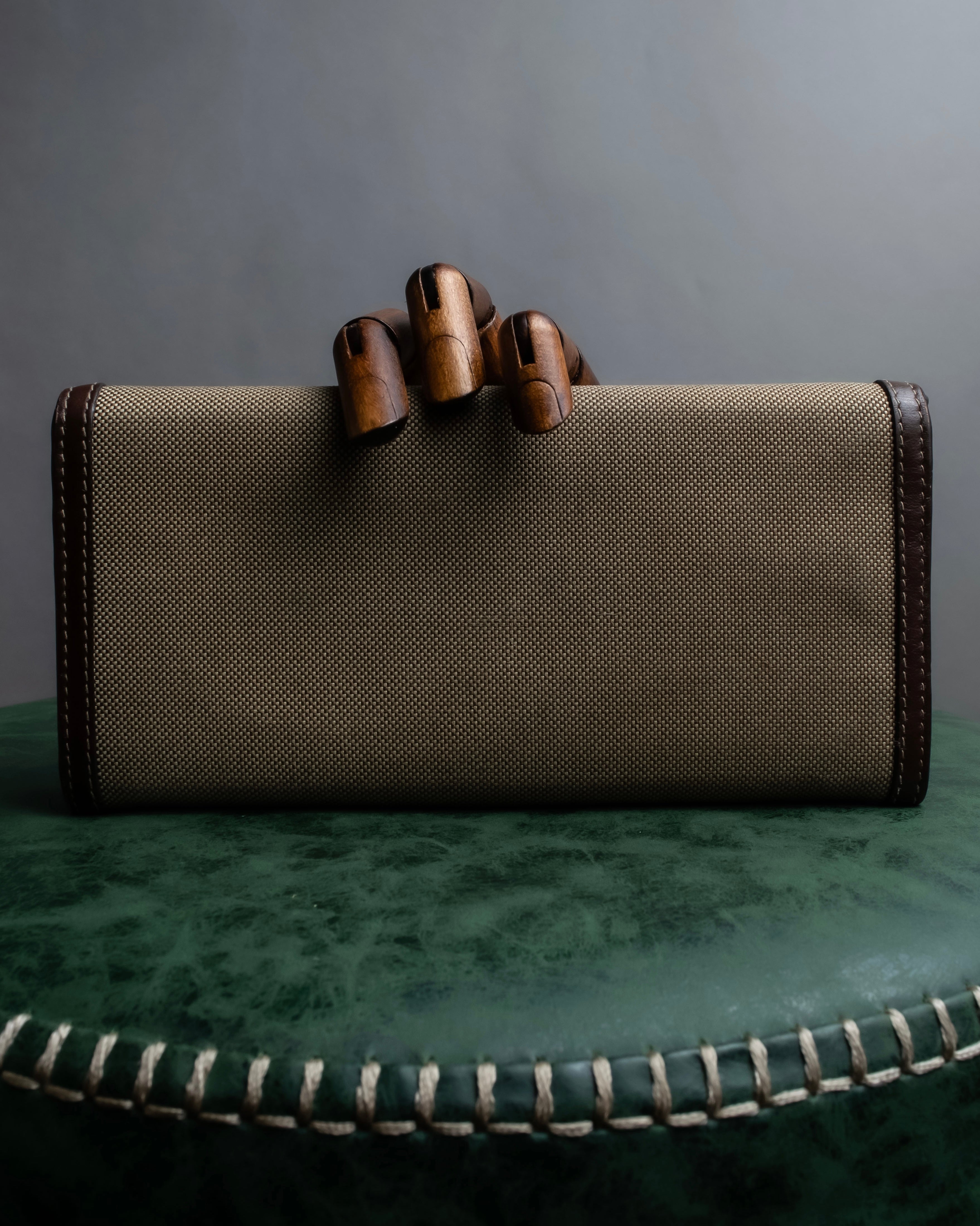 "PRADA" Logo engraved canvas combination long wallet