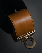 "Salvatore Ferragamo" 95’s-05’s Gancini clasp vacchetta leather bracelet