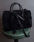 "BALENCIAGA" Padlock design shearling leather bag
