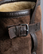 "HERMES" Shearling lining leather combination long boots
