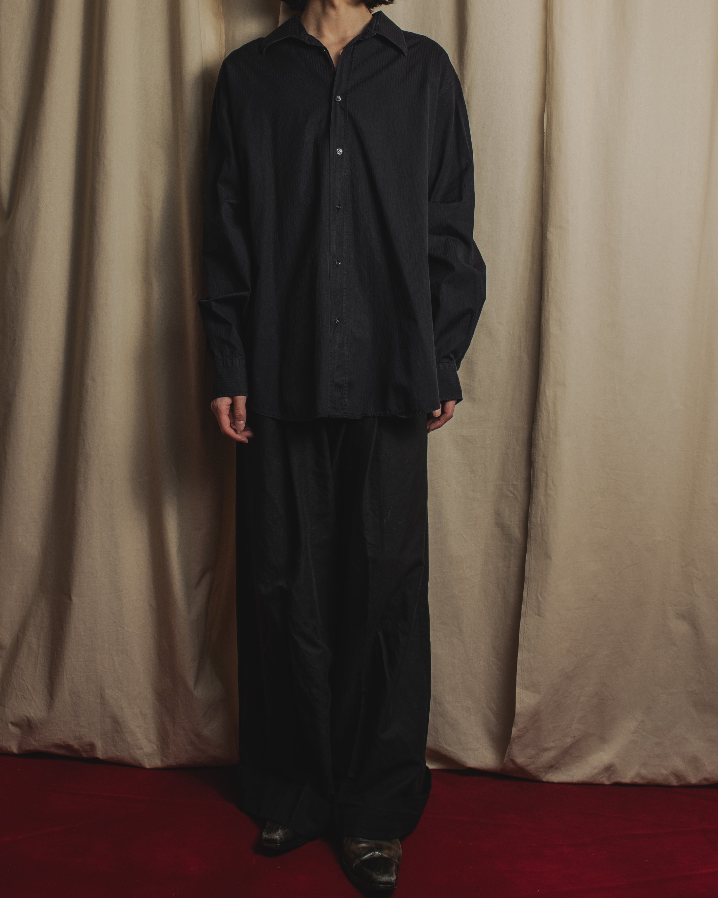 Camisa de botones con jacquard H-jacquard de los años 90 de "HERMES"