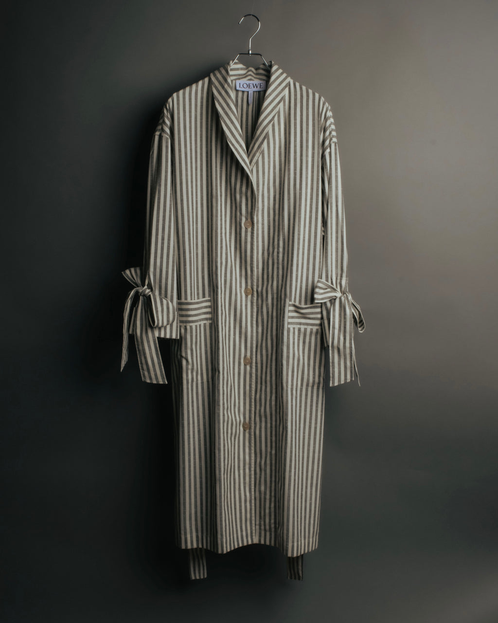 -SPECIAL- “LOEWE” 2010’s striped ribbon sleeve long gown coat