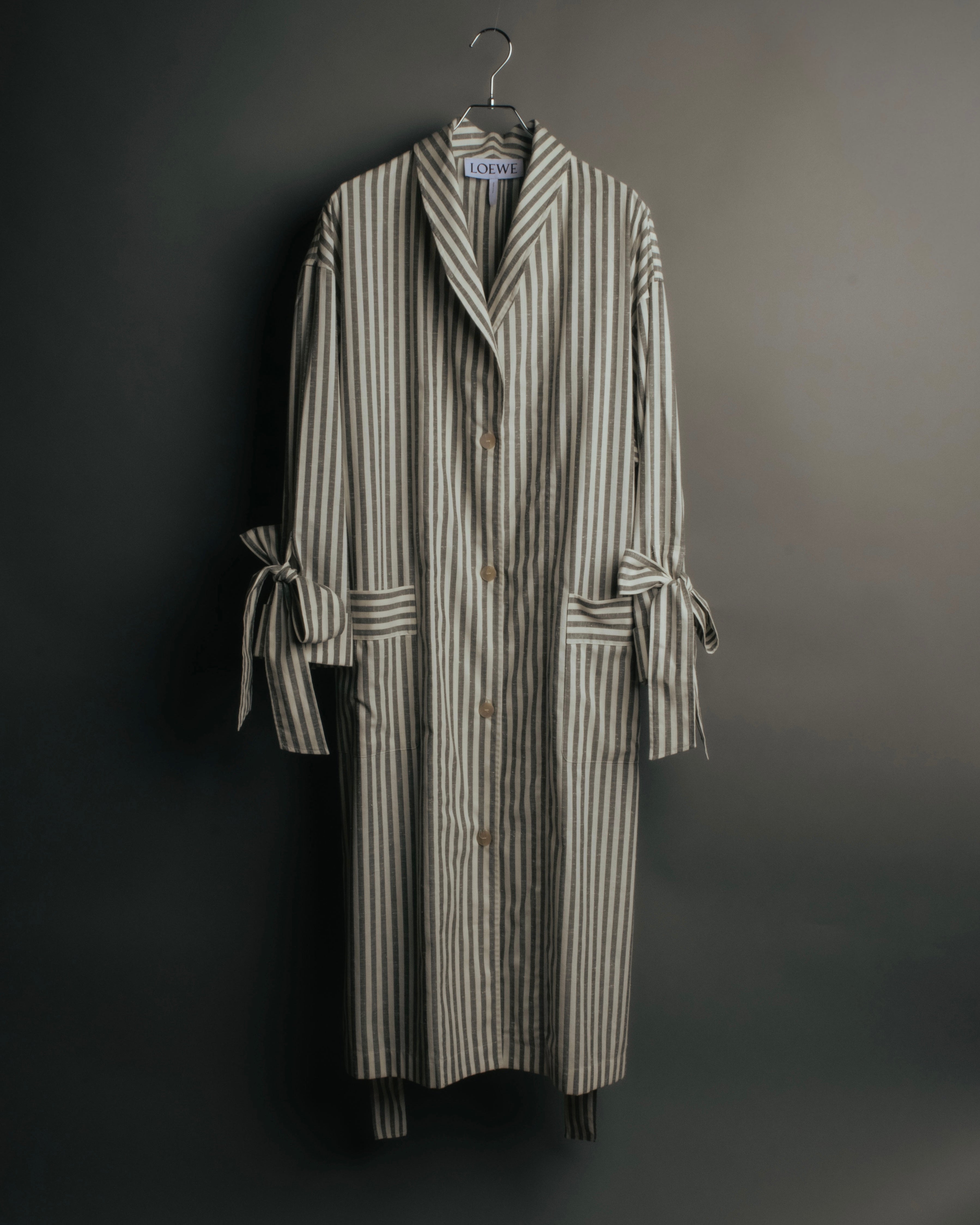 -SPECIAL- “LOEWE” 2010’s striped ribbon sleeve long gown coat