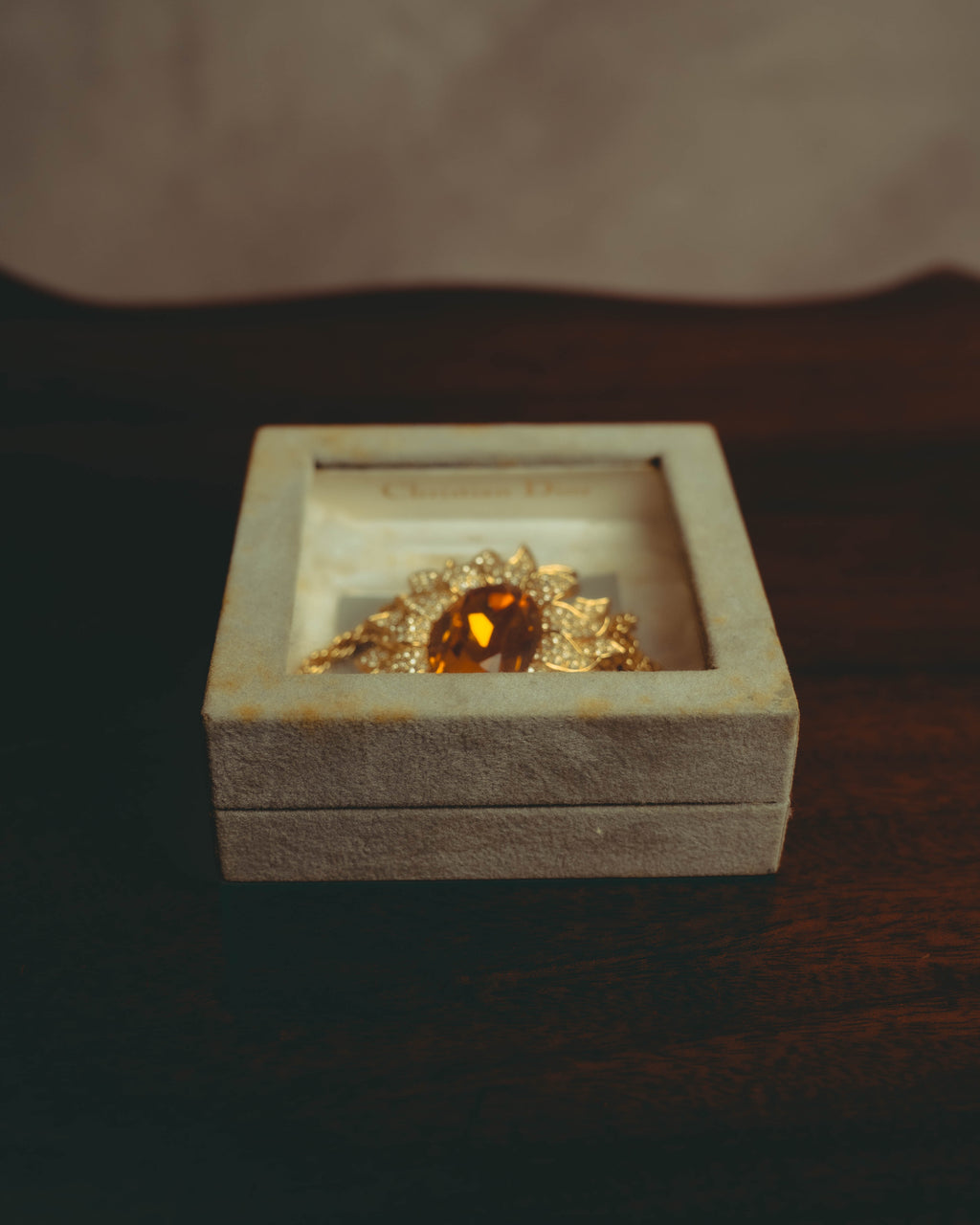 -SPECIAL- “Christian Dior” 80’s-90’s Sunburst amber glass pendant brooch