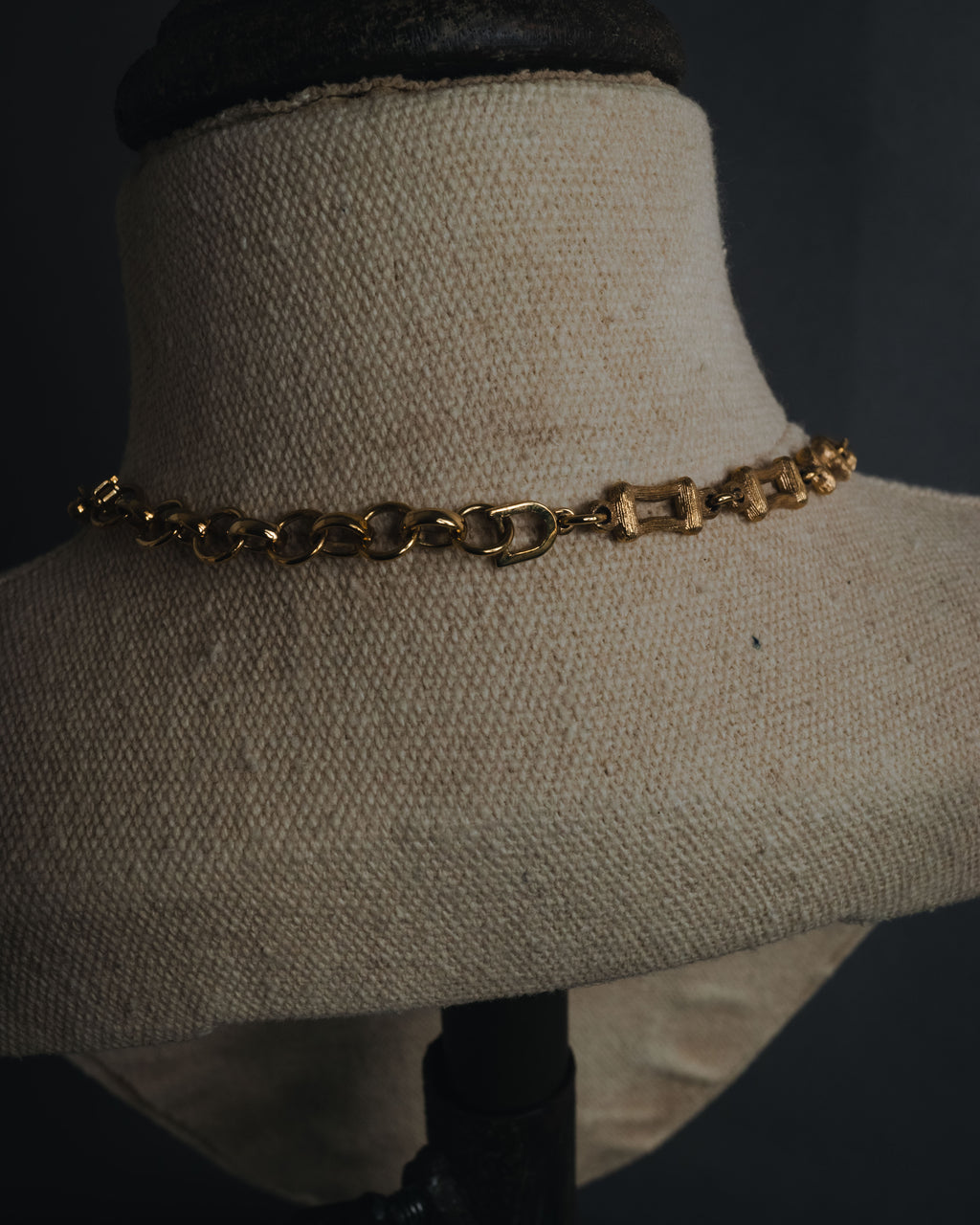 "Christian Dior" 80’s textured geometric link chain necklace